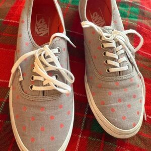 Vans Women's Gray Sneakers with Pink Dots